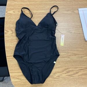 summersalt Black One-Piece Swimsuit with V-Neck